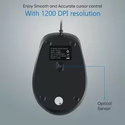 DELL D SELECT Dell Exclusive Wired Mouse DS111-Black with USB Type A Connector, 1200DPi - Black