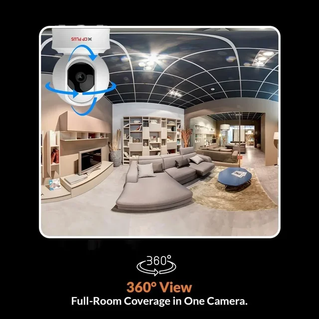 CP-PLUS CP PLUS E31Q 3MP Smart Wi-fi CCTV Home Camera 360° horizontal and 71° vertical rotation | Camera 2-Way Audio Night Vision Motion Detection | Sound And Light Alarm | Indoor CCTV Cyber Secure Tech Security Camera 1 Channel (WHITE)