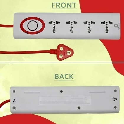 V GRAND V Grand Jayco Power Strip Spike Guard | 1 Switch & 4 Socket | Jayco Power Strip | With Indicator Switch 3 Meter Cord Length | 240 Volts (WHITE & RED) - 3 Meter