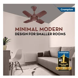 Crompton Brizair 600 MM (24 inch) 4 Blades Anti Rust Small Ceiling Fan (Brown) - Brown
