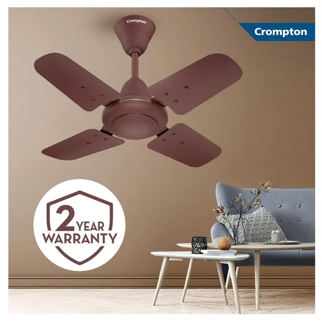 Crompton Brizair 600 MM (24 inch) 4 Blades Anti Rust Small Ceiling Fan (Brown) - Brown