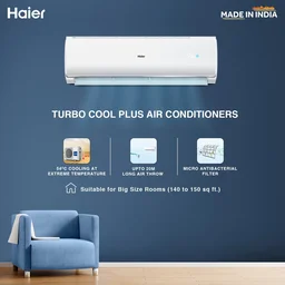 Haier 1.5 Ton 2 Star Fixed Speed Split AC Copper, Antibacterial Filter, HSU18T-TQS2BE-FS (White)