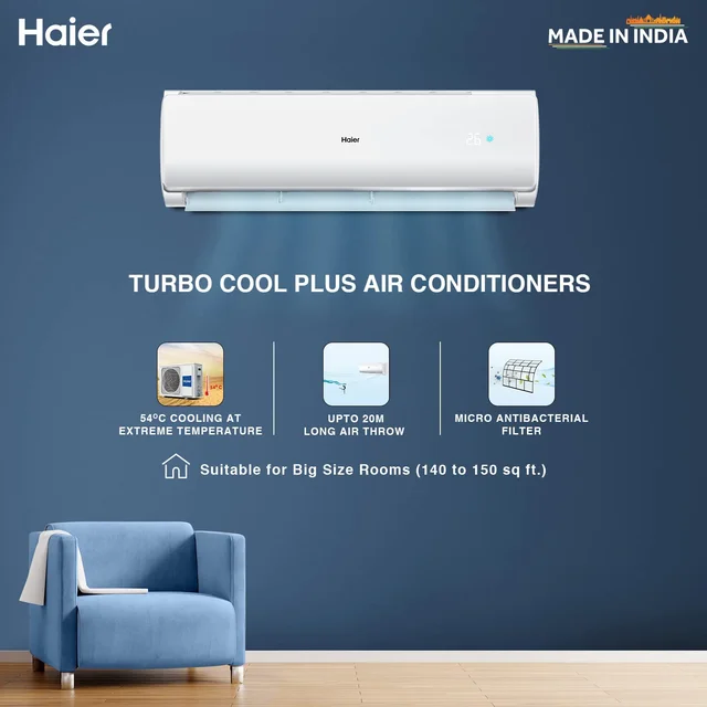 Haier 1.5 Ton 2 Star Fixed Speed Split AC Copper, Antibacterial Filter, HSU18T-TQS2BE-FS (White)