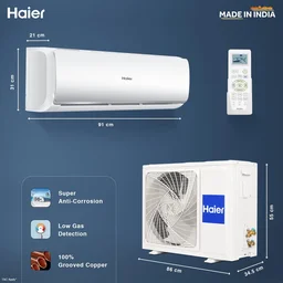 Haier 1.5 Ton 2 Star Fixed Speed Split AC Copper, Antibacterial Filter, HSU18T-TQS2BE-FS (White)