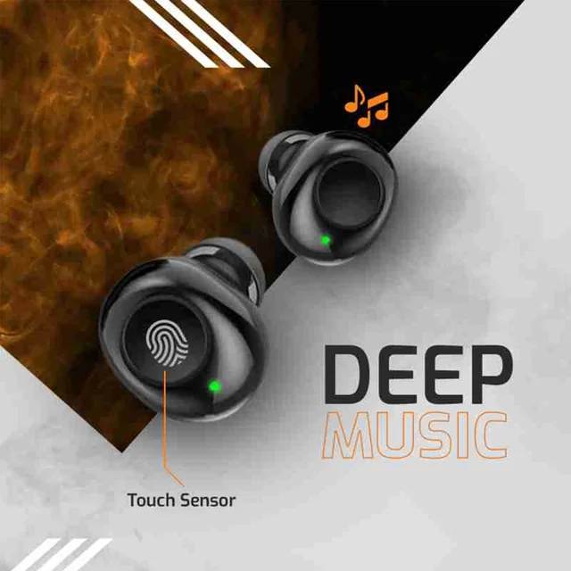 Urban Audio URBAN AUDIO U24 | 6 Hours Call Time, Surging Sound Splash Proof Touch with Voice Control Earbuds Bluetooth Headset (Black)