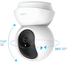 TP-LINK TP-Link Tapo TC70 Pan/Tilt Home Security Camera, Indoor CCTV, 360° Rotational Views, Works with Alexa & Google Home, No Hub Required, 1080p, 2-Way Audio, Night Vision, SD Storage, Device Sharing