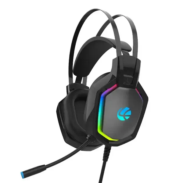 LAPCARE (LHP-204) Bunker II Wired Over Ear Gaming Headphones With Adjustable Mic | Massive 50mm Drivers | Full RGB Lights | Breathable Cable | Soft Ear Cushions | 1.5Mtr Braided Wire With USB (BLACK)