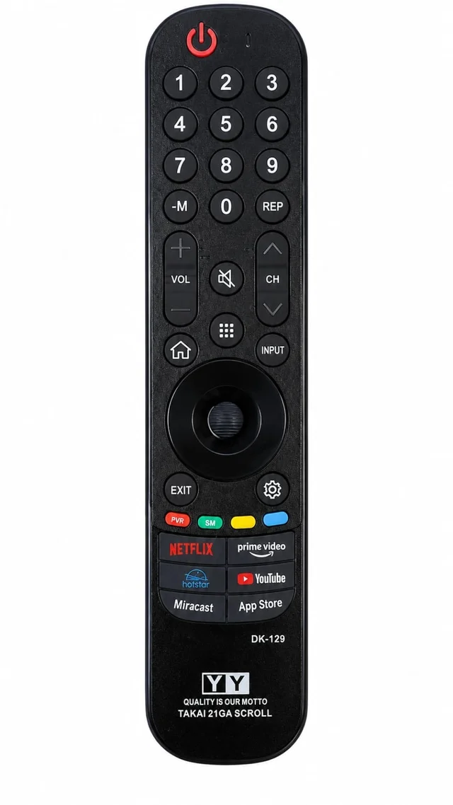 VEV LG Smart TV Remote With Out Voice Control Compatible With LG Smart TV Remote With Hot Keys Netflix, Prime Video, YouTube, Miracast, APP Store Function (BLACK)