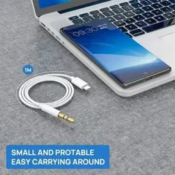 VEV JH-030 | USB Type C Cable 1 m 3.5mm Type C Male Stereo Audio Aux Cable for all Smartphones | (White)