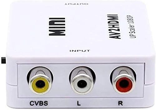 Honeycom Mini AV to HDMI, 1080P Mini RCA Composite CVBS AV to HDMI Video Audio Converter Adapter Supporting PAL/NTSC with USB Charge Cable for PC Laptop Xbox PS4 PS3 TV STB VHS VCR Camera DVD (White)