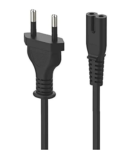 Shreyam SE - 055 Philips Cord 2 PIN Universal Replacement AC Power Cord Cable Wire for LED TV, Play Station, Printer, Laptop PC Notebook Computer, Tape Recorder, Camera| 1.5 Meter (Black)