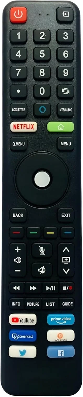 VEV I Flix Smart TV Remote Compatible With I Flix Smart TV Remote With Netflix, YouTube, Prime video, Screencast, App Store, Facebook, Twitter Function (BLACK)