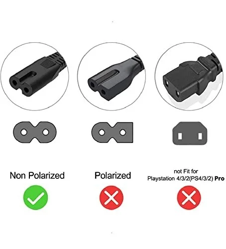 Shreyam SE - 055 Philips Cord 2 PIN Universal Replacement AC Power Cord Cable Wire for LED TV, Play Station, Printer, Laptop PC Notebook Computer, Tape Recorder, Camera| 1.5 Meter (Black)