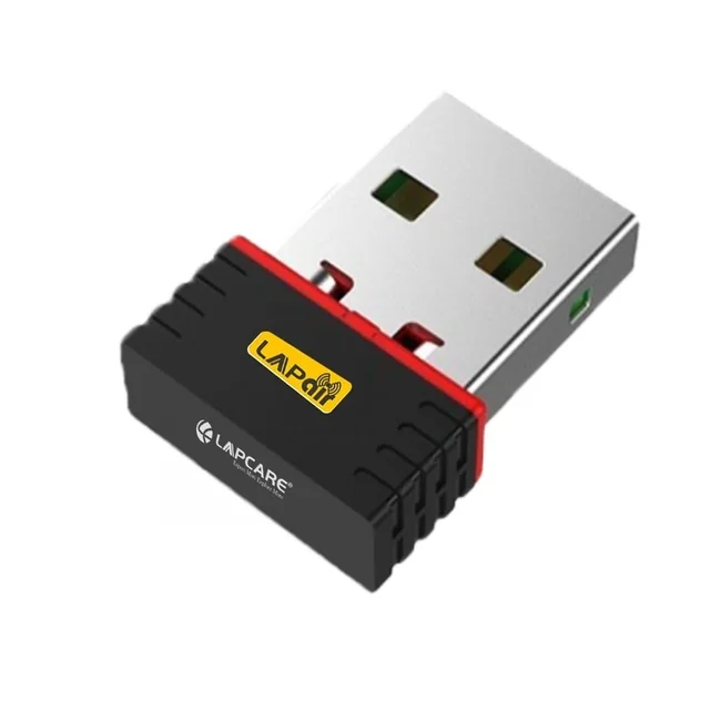 LAPCARE Lapcare 150Mbps Nano Laptop USB Wi-Fi Adapter | Frequency 2.4Ghz | Plug & Play with Free Driver | Supports Windows, Macos & Linux | IEEE 802.11B/G/N (LWD-150) (Black)