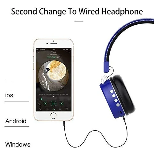 VEV SH-12 Wireless Bluetooth Headphones On Ear, Lightweight & Foldable.SD Card,TF, AUX, Supported (Red) - Blue