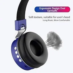 VEV SH-12 Wireless Bluetooth Headphones On Ear, Lightweight & Foldable.SD Card,TF, AUX, Supported (Red) - Blue