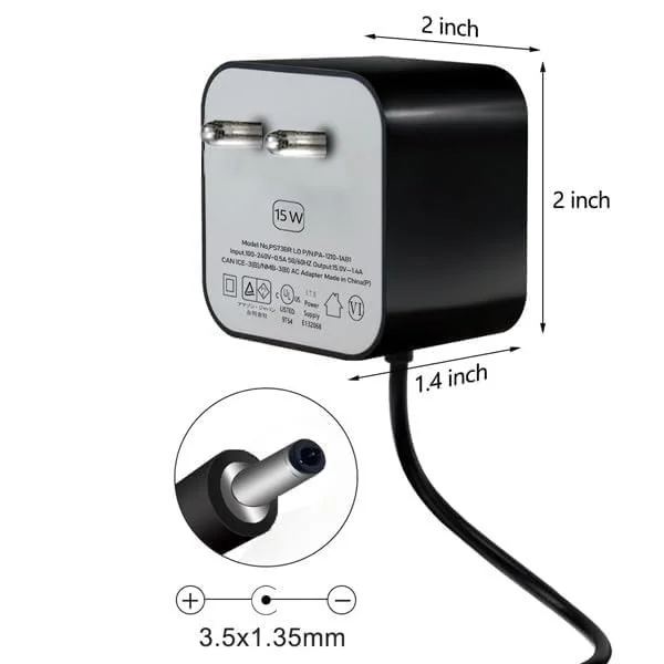 VEV Vev Amazon Alexa Charger Adapter Power Supply 15W Compatible For Alexa Echo Dot 3rd gen and 4th gen Echo Show 5 Fire Tv Cube Echo Spot Echo Dot with Clock (BLACK)
