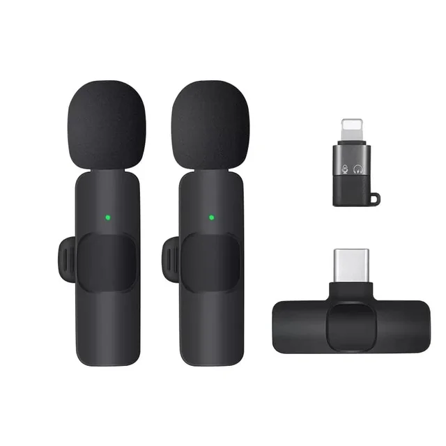 VEV K9 Dual Wireless Lavalier Microphone Plug and Play, No Need APP & Bluetooth Collar Mic for All iPhone, iPad, Mac Devices for YouTube, Live Stream & Video Recording (Black)