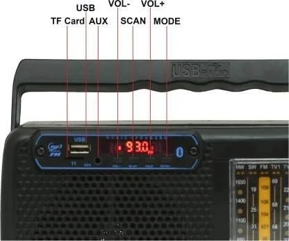 Staro Portable Radio With USB | MW/SW/FM | Inbuilt 4.5 Battery (Black)