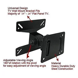 Maxicom M-37 Tv Stand Wall Mount Stand for 14" to 25", 180 Degree Rotation LED Bracket Power Revolving TV Stand (Black)