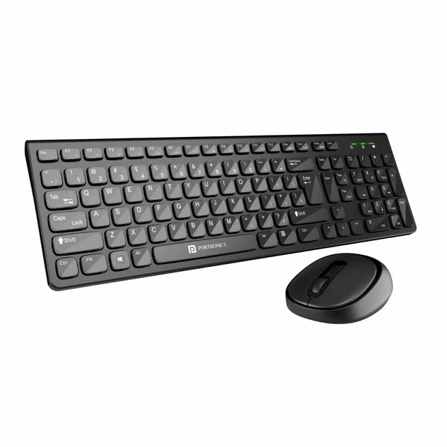 PORTRONICS Portronics Key7 Wireless Keyboard & Mouse Combo | 2.4GHz USB Receiver | 10m Wireless Range | 12 Shortcut Keys | 1600 DPI Adjustable Mouse | Copilot AI Support | Plug & Play for Laptop & PC (Black)
