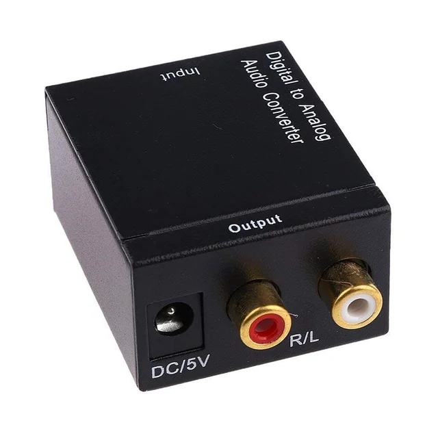 VEV Digital to Analog Converter, Coaxial or Toslink digital audio signals to analog L/R audio (Black)
