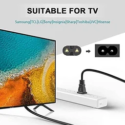 Shreyam SE - 055 Philips Cord 2 PIN Universal Replacement AC Power Cord Cable Wire for LED TV, Play Station, Printer, Laptop PC Notebook Computer, Tape Recorder, Camera| 1.5 Meter (Black)