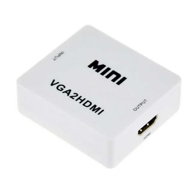 Honeycom Mini VGA to HDMI Converter with Audio VGA2HDMI 1080P Adapter Connector for Projector PC Laptop to HDTV (White)