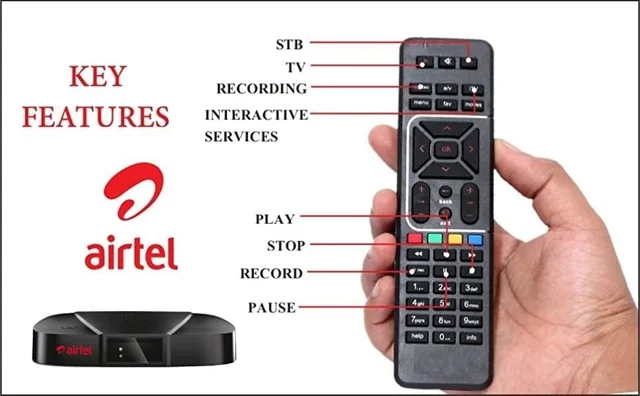 VEV Airtel Remote Compatible For Airtel Digital TV Remote Work With HD/SD Set Top Box (Black)