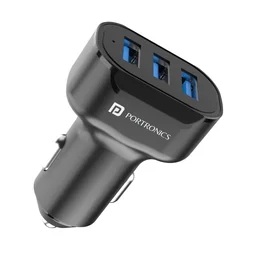 PORTRONICS Portronics 17W Car Power 11 Car Charger with Triple Output, 17 Watts & 3.4 Amp Total Output, Adapter Compatible with Most Cars & Cellular Phones (Black) - Black