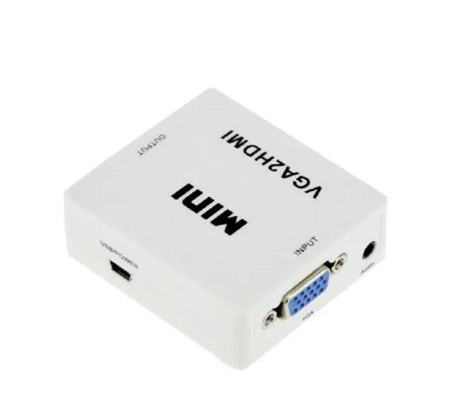 Honeycom Mini VGA to HDMI Converter with Audio VGA2HDMI 1080P Adapter Connector for Projector PC Laptop to HDTV (White)