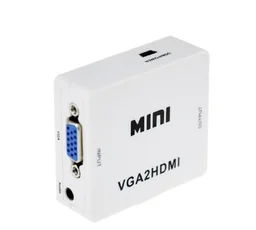 Honeycom Mini VGA to HDMI Converter with Audio VGA2HDMI 1080P Adapter Connector for Projector PC Laptop to HDTV (White)