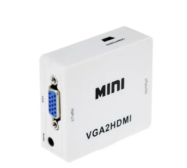 Honeycom Mini VGA to HDMI Converter with Audio VGA2HDMI 1080P Adapter Connector for Projector PC Laptop to HDTV (White)