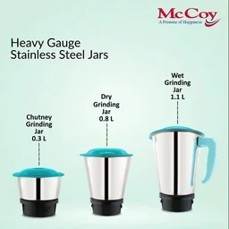 McCoy Gem Sapphire 500 W Mixer Grinder 3 Jar (Blue)