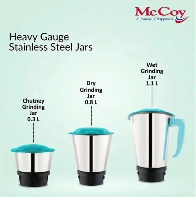 McCoy Gem Sapphire 500 W Mixer Grinder 3 Jar (Blue)