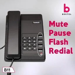 beetel Beetel B11 Corded Landline Phone, Ringer Volume Control, LED for Ring Indication, Wall/Desk Mountable, Classic Design, Clear Call Quality, Mute/Pause/Flash/Redial Function (Black)