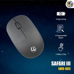 Lapcare LAPCARE SAFARI III Wireless Optical Mouse with 2.4 Ghz 1600 DPI and Optical Sensor (Black)