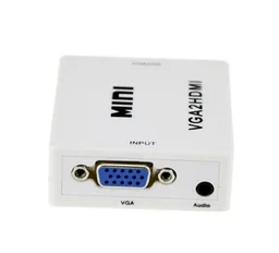 Honeycom Mini VGA to HDMI Converter with Audio VGA2HDMI 1080P Adapter Connector for Projector PC Laptop to HDTV (White)