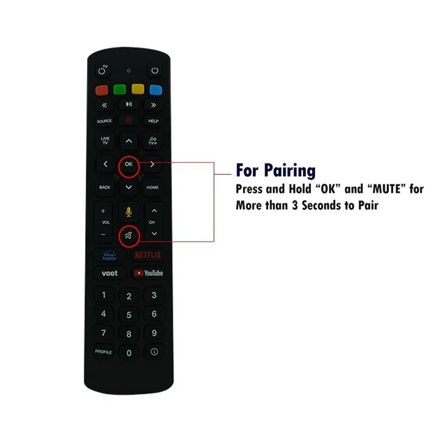 VEV Jio Set Top Box Remote Compatiable For Jio Set Top Box | With Voice Command Function Remote | With Hot Keys Live TV, Jio TV+, Disney Hotstar, Netflix, Voot, YouTube (BLACK)