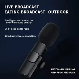 VEV K9 Dual Wireless Lavalier Microphone Plug and Play, No Need APP & Bluetooth Collar Mic for All iPhone, iPad, Mac Devices for YouTube, Live Stream & Video Recording (Black)