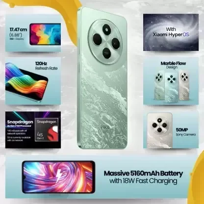 POCO Smart Phone C75 5G (Green, 128 GB) (4 GB RAM) - 4 GB, 128 GB