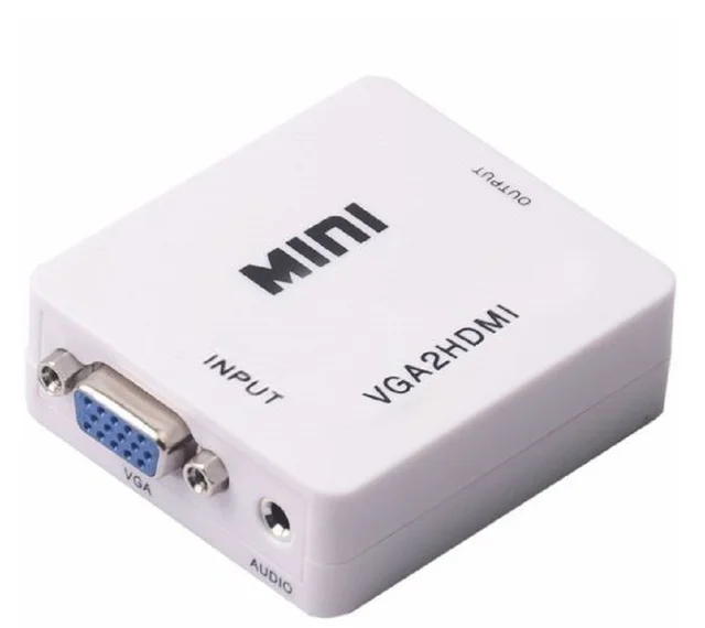 Honeycom Mini VGA to HDMI Converter with Audio VGA2HDMI 1080P Adapter Connector for Projector PC Laptop to HDTV (White)
