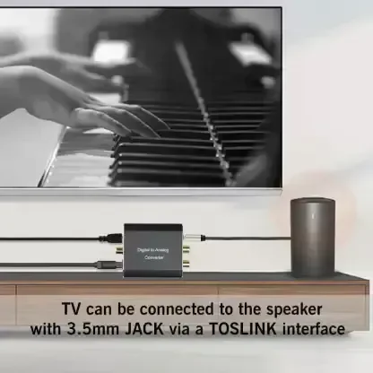 VEV Digital Coaxial Toslink to (L/R) Audio Converter with Fiber Cable - Black