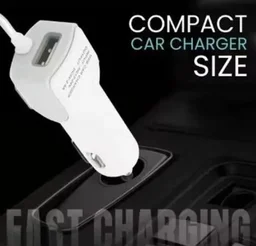 RD 4 In 1 Fast Car Charger 20W with USB Port | Dual Type-C | Micro USB & iPin Cable | Universal Multi Device Car Adapter For Smart Phones (WHITE)
