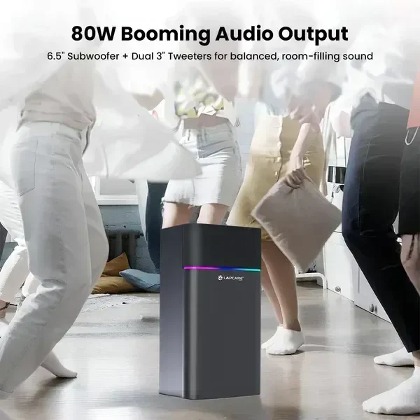 LAPCARE (AXM-034) Beast Jr 80W Bluetooth Party Speaker | Wireless Mic Free With RGB Lights & 6.5 Inch Subwoofer (Black)