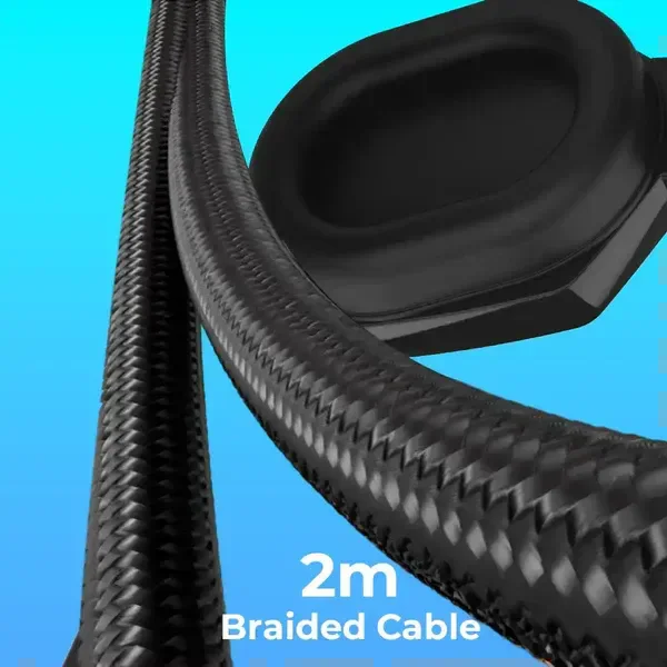 LAPCARE (LHP-204) Bunker II Wired Over Ear Gaming Headphones With Adjustable Mic | Massive 50mm Drivers | Full RGB Lights | Breathable Cable | Soft Ear Cushions | 1.5Mtr Braided Wire With USB (BLACK)