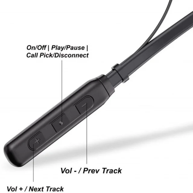 VNV Zen Link Wireless Neck Band Magnetic Stereo Earbunds | 40 Hrs Play Time | With Type-C Charging (BLACK)