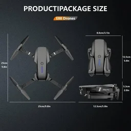 VEV E88 Drone With Dual Camera, Optical Flow Hovering, Trajectory Flight Foldable 1080P HD Drone with FPV Live Video, Smart Gestures Selfie, Altitude Hold, One Key Take Off/Landing, 3D Flips, Headless Mode for Kids and Adults (Black)