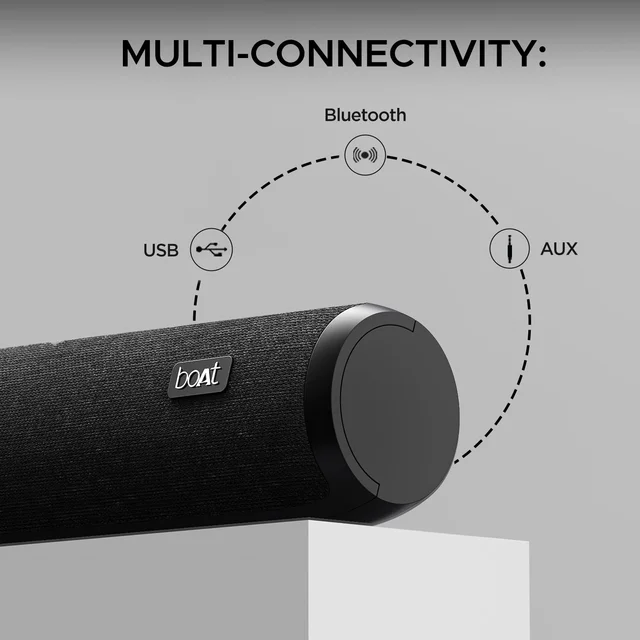 boat boAt AAVANTE BAR 600 Bluetooth Soundbar with 25W RMS Signature Sound, 2.0 Channel with Dual Passive Radiators, Upto 7 Hours Playback & Multi Connectivity (Jade Black)