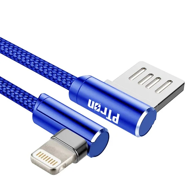 Ptron Solero L Shape Data Cable for iOS Devices | 2A Data Cable | Fast Charging & Data Sync (Blue)
